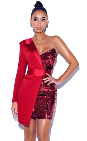 blazer sequin dress Half Shiny Half Blazer Mini Dress