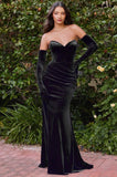 ROBE AJUSTÉE SANS BRETELLES EN VELOURS