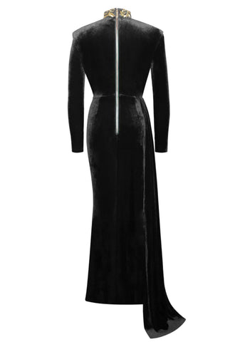 Black VELVET GOWN As Shown / Large Black VELVET GOWN As Shown / Large