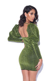 MINI ABITO VERDE METALLIZZATO CON SPALLE A SBUFFO