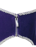 ROBE EN VELOURS CRISTAL VIOLET À MANCHE UNIQUE