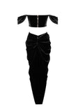 ROBE EN VELOURS ET DENTELLE NOIRE TESSA