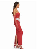 ROBE LONGUE DÉCOUPÉE EN CRISTAL FARA