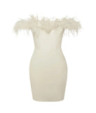 ABITO CORSETTO CON PIUME BIANCHE FIONA MINI