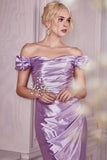ROBE À MANCHES BOUFFANTES EN SATIN LAVANDE