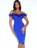 ABITO MIDI CORSETTO PIUME FIONA