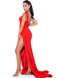 ROBE EN SATIN ROUGE À COEUR