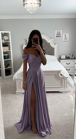 LAVENDER A-LINE SATIN GOWN SHOP DDMINE LAVENDER A-LINE SATIN GOWN SHOP DDMINE