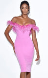 ABITO MIDI CORSETTO PIUME FIONA