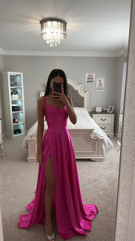 cinderella dress pink HOT PINK CINDERELLA SATIN GOWN HOT PINK / XLarge