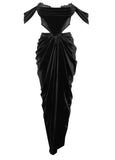 ROBE EN VELOURS ET DENTELLE NOIRE TESSA