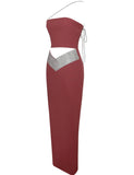 ROBE LONGUE DÉCOUPÉE EN CRISTAL FARA