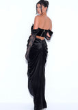ROBE EN VELOURS ET DENTELLE NOIRE TESSA