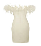ABITO CORSETTO CON PIUME BIANCHE FIONA MINI