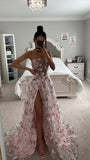 FLOWERET BACKLESS A LINE GOWN