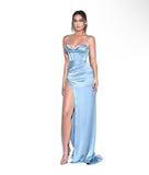 ABITO CORSETTO DRAPPEGGIATO BLU CON EFFETTO CAPPUCCIO