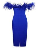 ABITO MIDI CORSETTO PIUME FIONA
