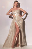 NUDE OVERSKIRT RHINESTONE DETAIL GOWN