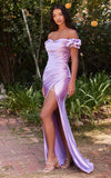 ROBE À MANCHES BOUFFANTES EN SATIN LAVANDE