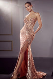 ROBE MAXI AJUSTÉE À PAILLETTES ET DOS EN DENTELLE