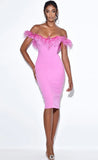 ABITO MIDI CORSETTO PIUME FIONA