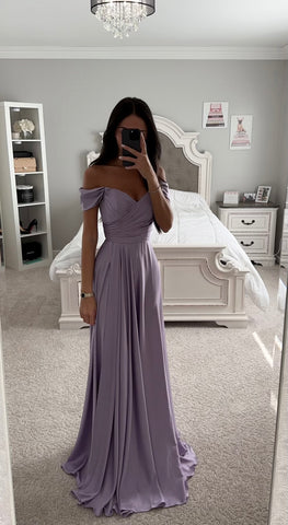 Lavender A-LINE SATIN GOWN 6 / Lavender Lavender A-LINE SATIN GOWN 6 / Lavender