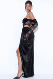 ROBE EN VELOURS ET DENTELLE NOIRE TESSA