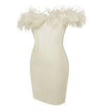 ABITO CORSETTO CON PIUME BIANCHE FIONA MINI