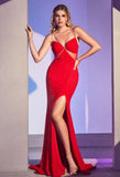 ABITO CON TAGLI E DETTAGLIO IN STRASS ROSSO
