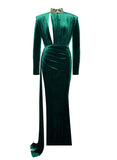 ROBE EN VELOURS ÉMERAUDE