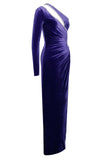 ROBE EN VELOURS CRISTAL VIOLET À MANCHE UNIQUE