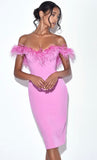 ABITO MIDI CORSETTO PIUME FIONA