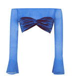 TOP COURT EN VELOURS BLEU ROYAL