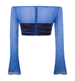 TOP COURT EN VELOURS BLEU ROYAL