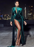 ROBE EN VELOURS ÉMERAUDE