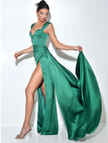 ROBE EN SATIN ÉMERAUDE CHÉRIE