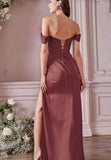 ROBE EN SATIN AVEC CORSET ET ÉPAULES DÉNUDÉES